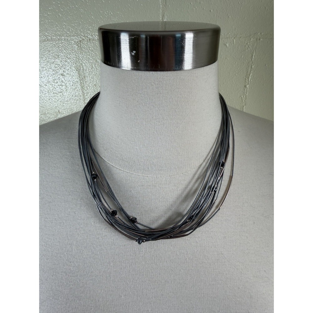SILPADA N2146 Sterling Silver Hematite Gray Leather Cord Necklace Retired Design